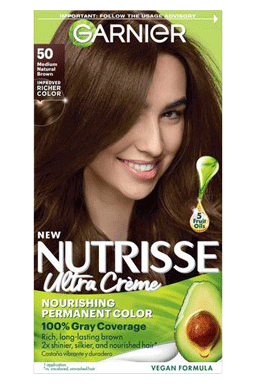Medium Natural Brown Hair Color Nutrisse Ultra Creme Nourishing permanent color Gray Coverage - Garnier